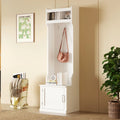 White Storage Bench with Coat Rack H717