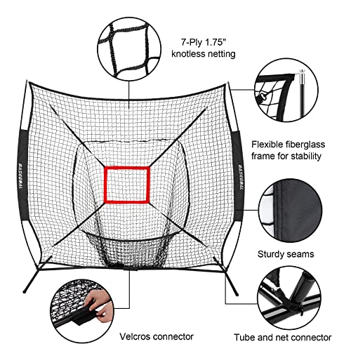 7'×7' Baseball Softball Practice Net with Strike Zone C75291