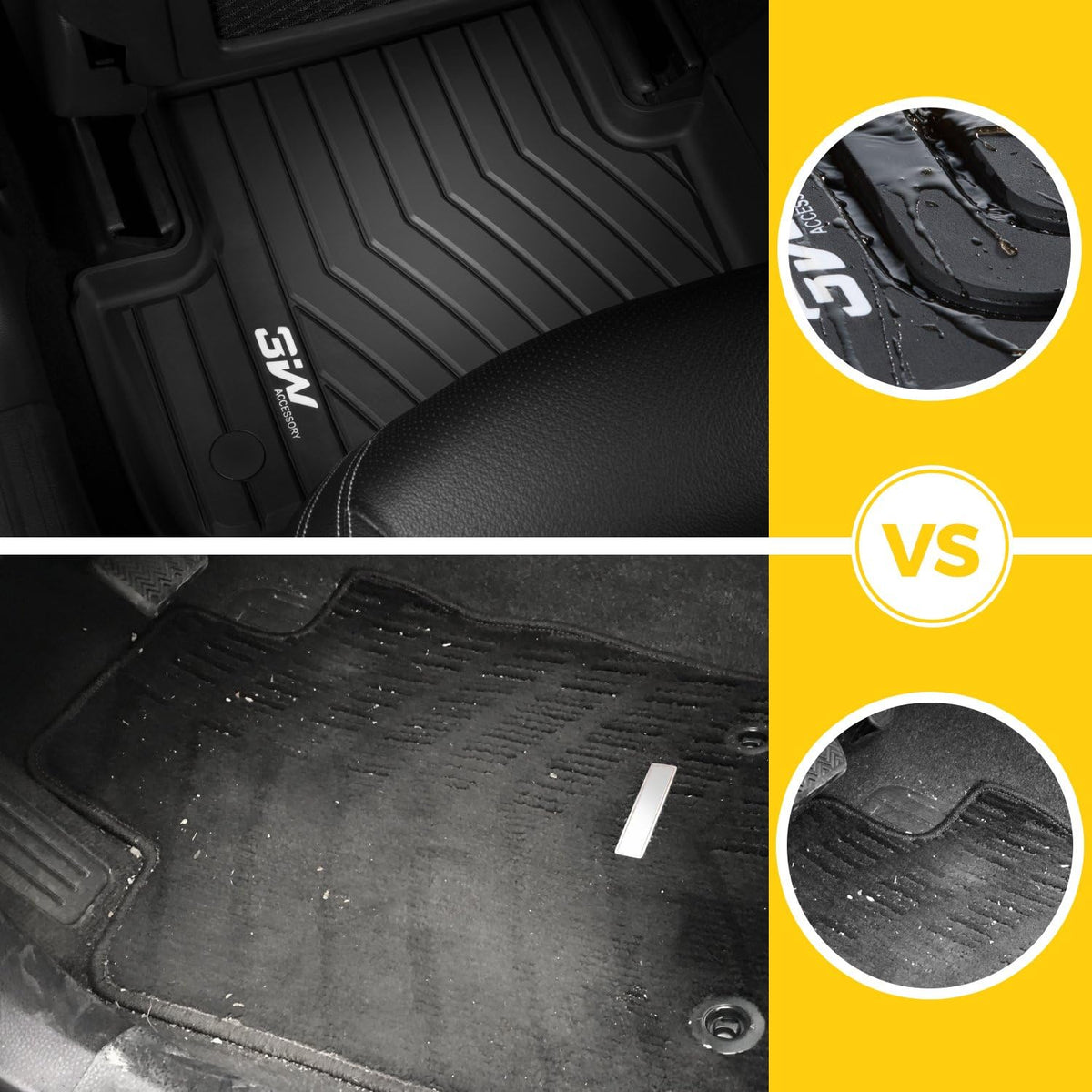 TPE All Weather Custom Fit Floor Mats Black Full Set H7986