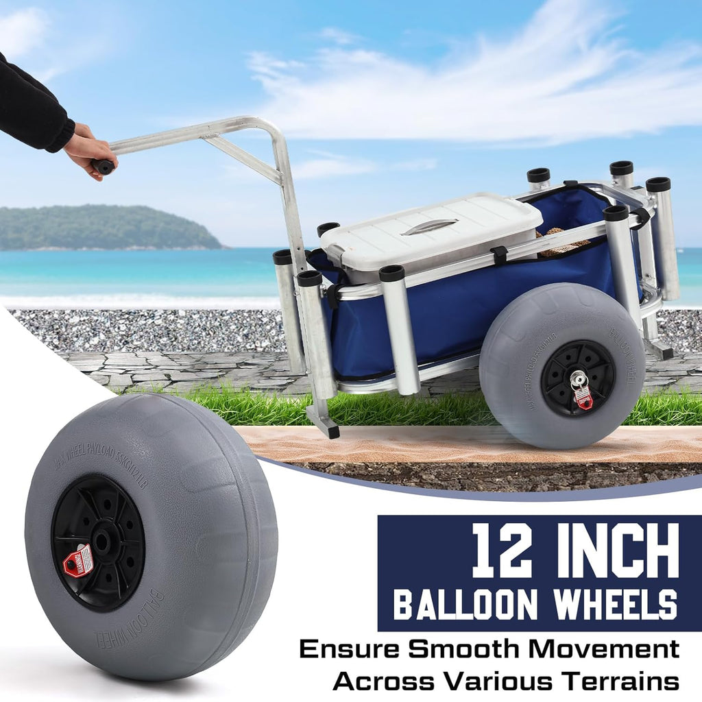 Heavy Duty Aluminum Beach Fishing Cart with Large Wheels I3684