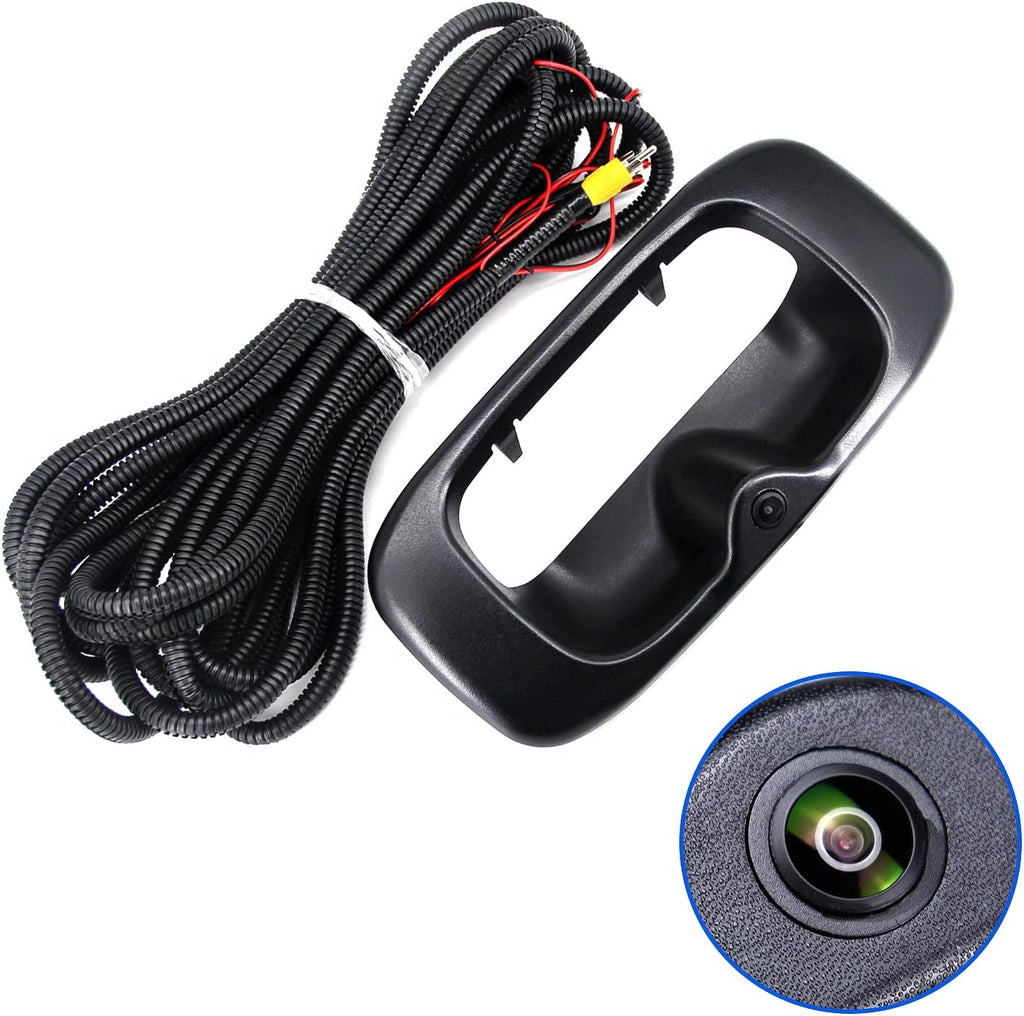 Rear Tailgate Handle Backup Camera Compatible with Chevy Silverado GMC Sierra 1999-2006 Black Pack of 2 Q2867