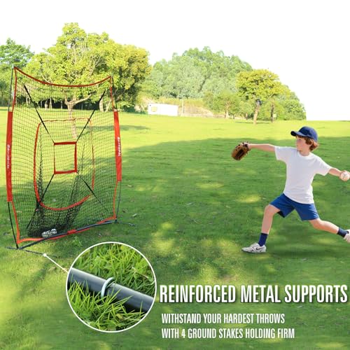 7'×7' Baseball Softball Practice Net with Strike Zone C75291