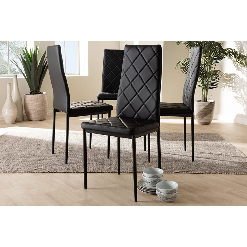 Black Faux Leather Upholstered Dining Chair Set of 4 R722355