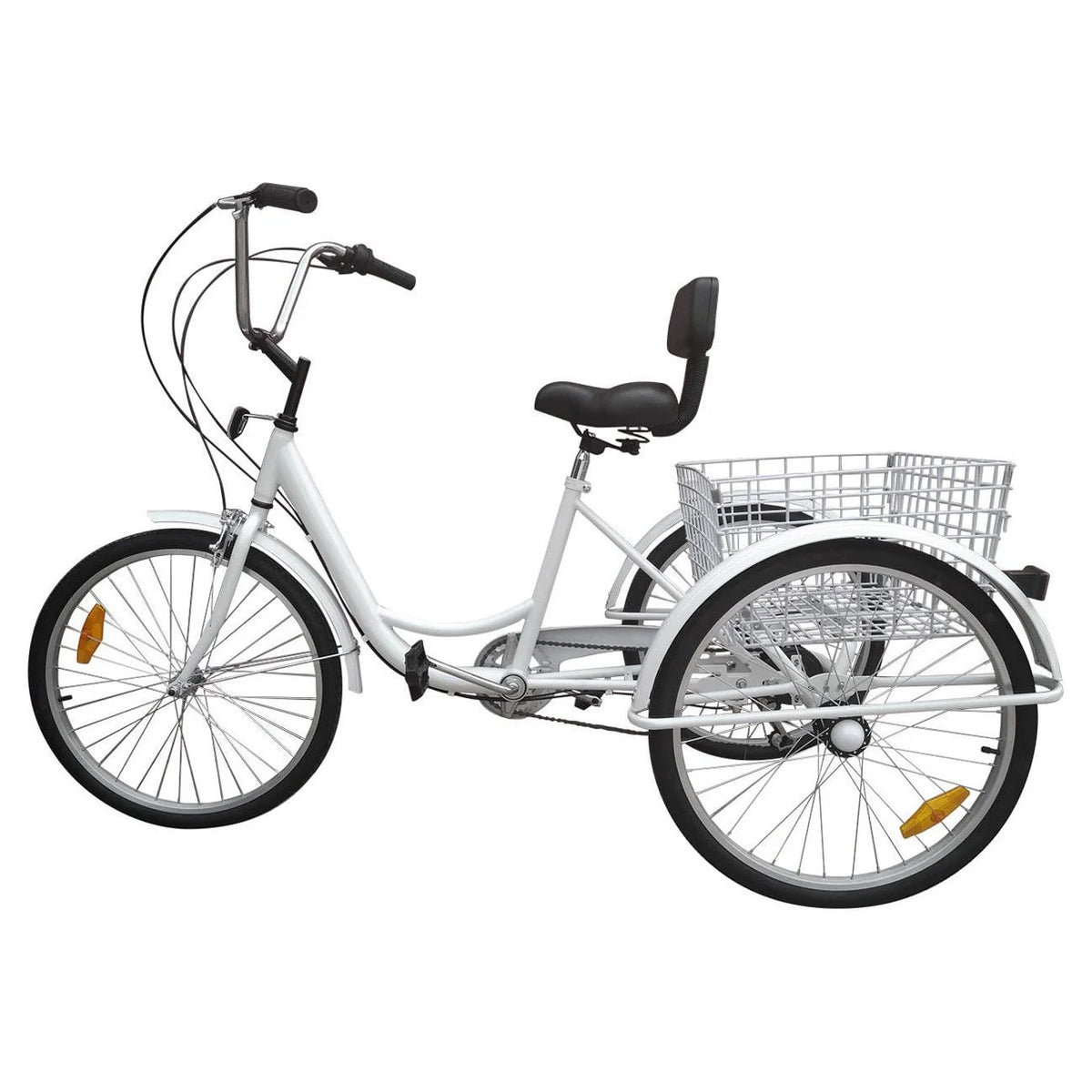 White 24" 3-Wheel Adult Tricycle Bike with Basket J773