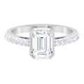 Octagon Cut Moissanite Solitaire Ring in Bezel Setting with Surface Side Stones, 10K White Gold, US 3.50 X828448