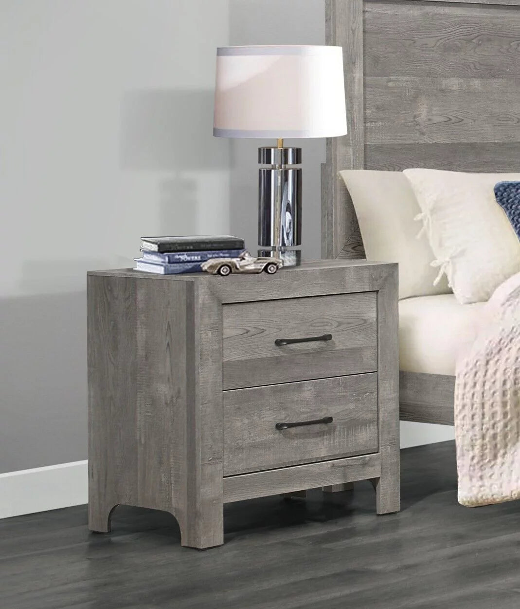 4pc Twin Size Bedroom Set with Nightstand Dresser Mirror P651