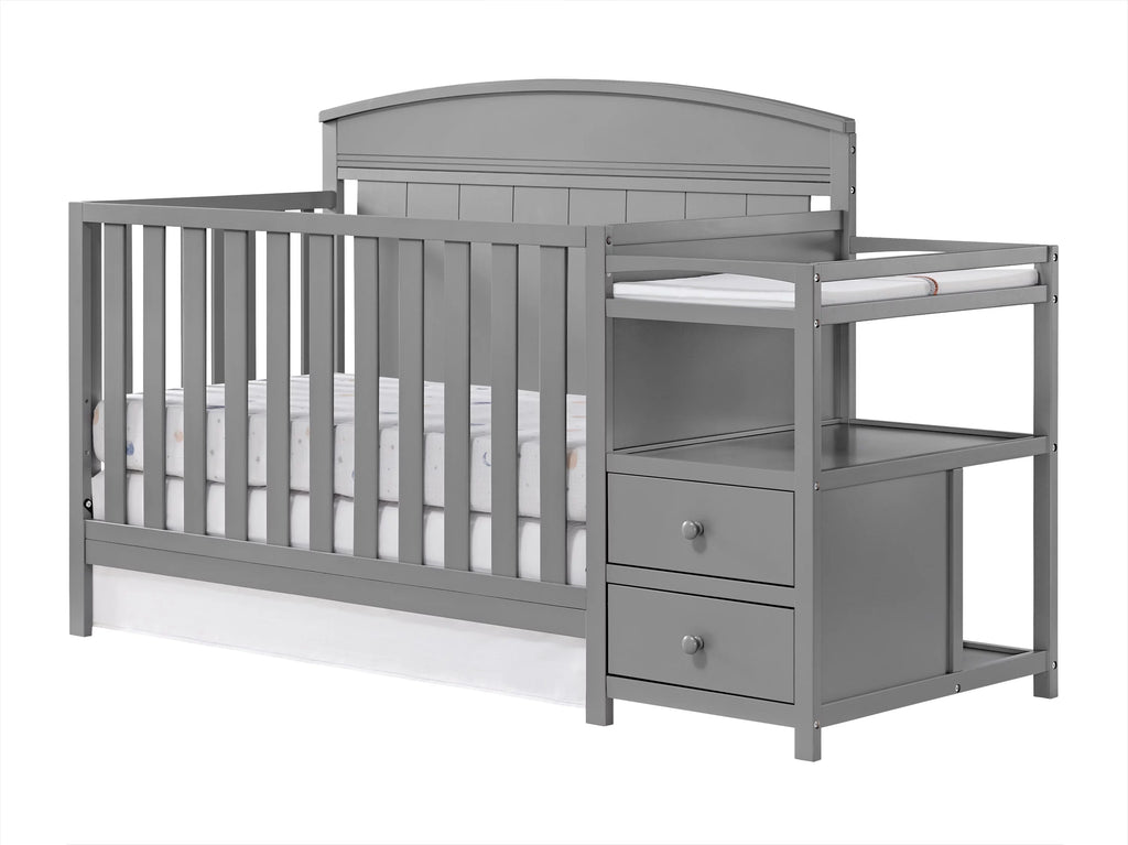 4-in-1 Convertible Crib & Changing Station Dove Gray Wooden U890833