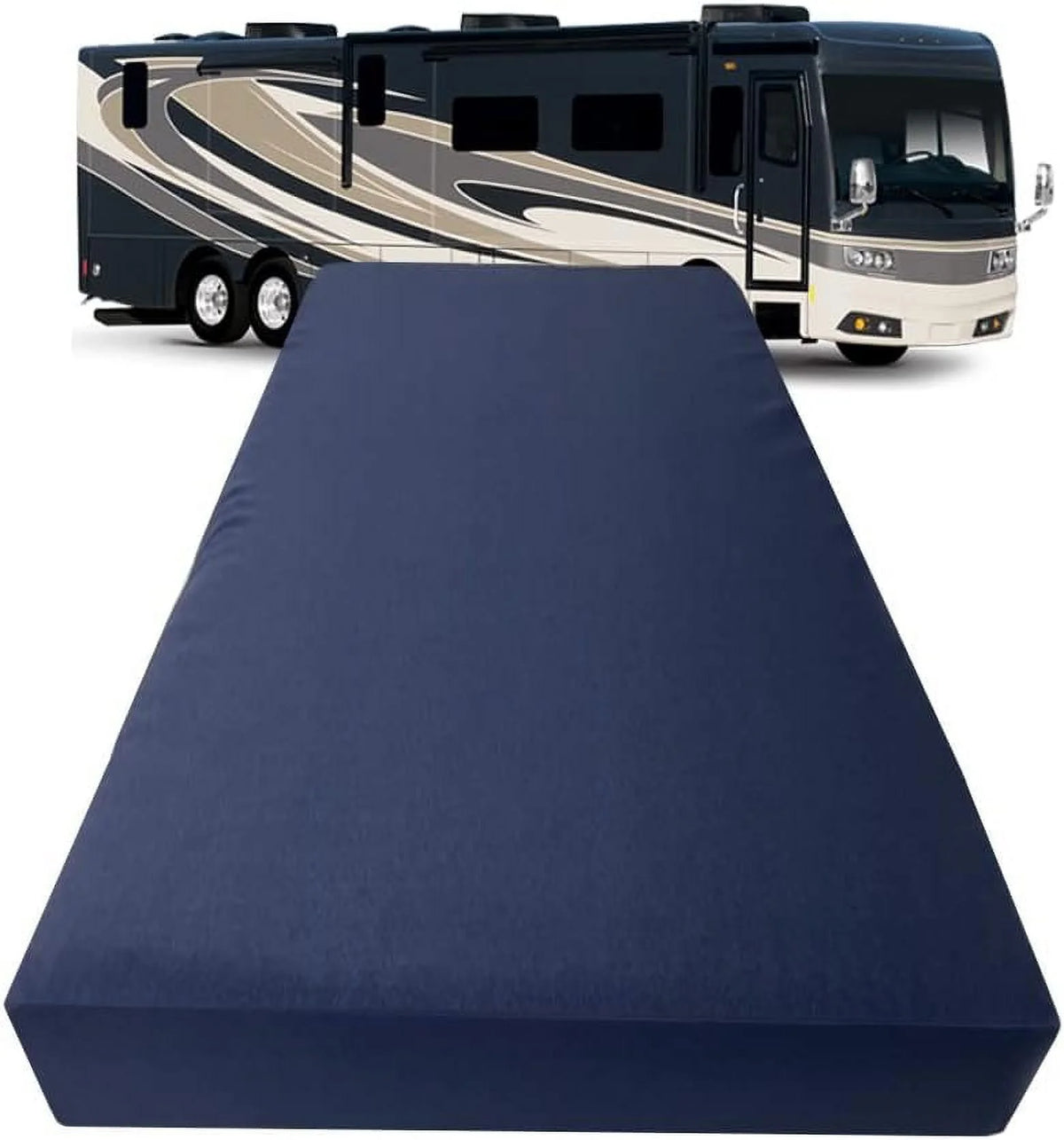 Olympic Queen 66 X 80 High Density Foam RV Mattress with Navy Canvas Cover C2308