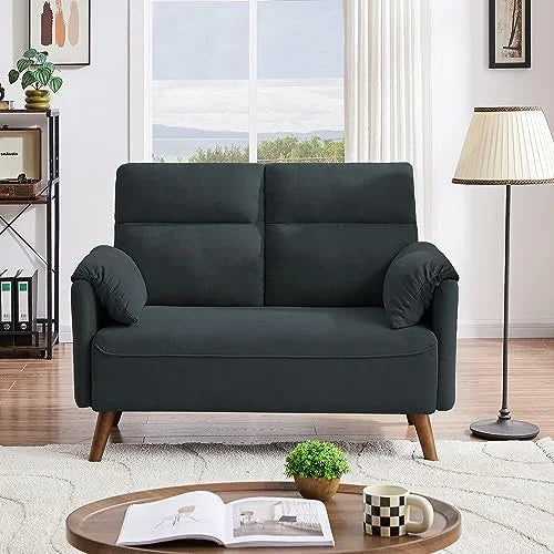 50.6" Small Loveseat Sofa with Wood Legs D64875