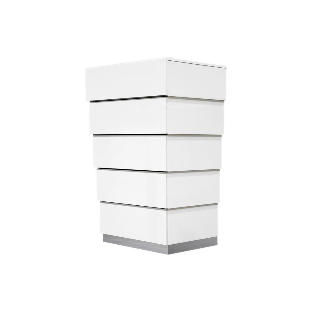 White 5-Drawer Poplar Wood Bedroom Chest O241725