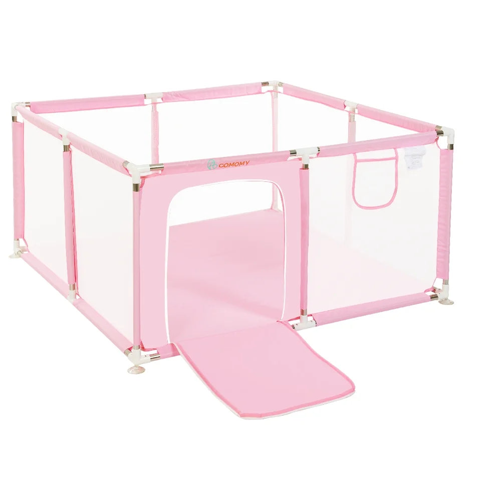 Portable 4-Panel Baby Playpen with Basketball Hoop, Grey R8635