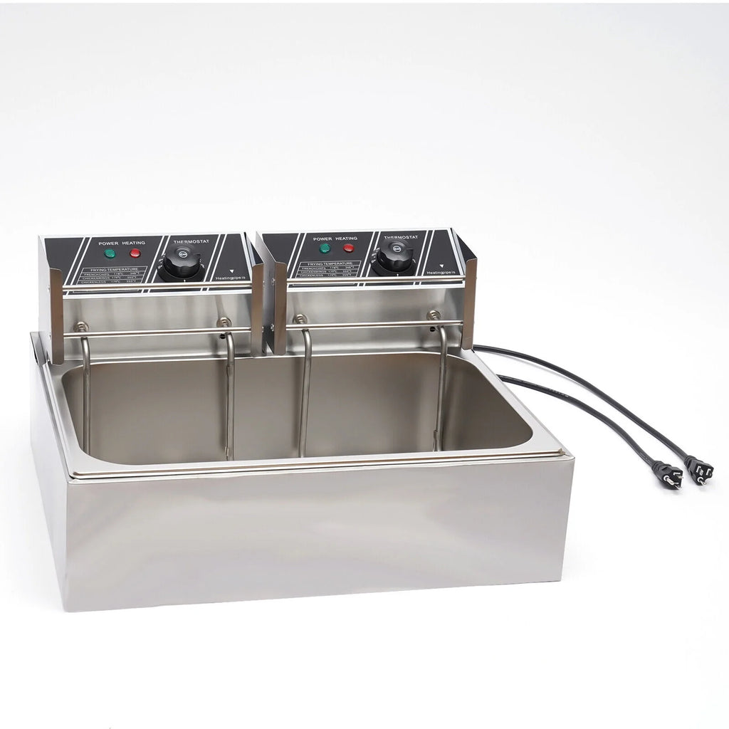 12.9QT 5000W Stainless Steel Dual Tank Deep Fryer J684