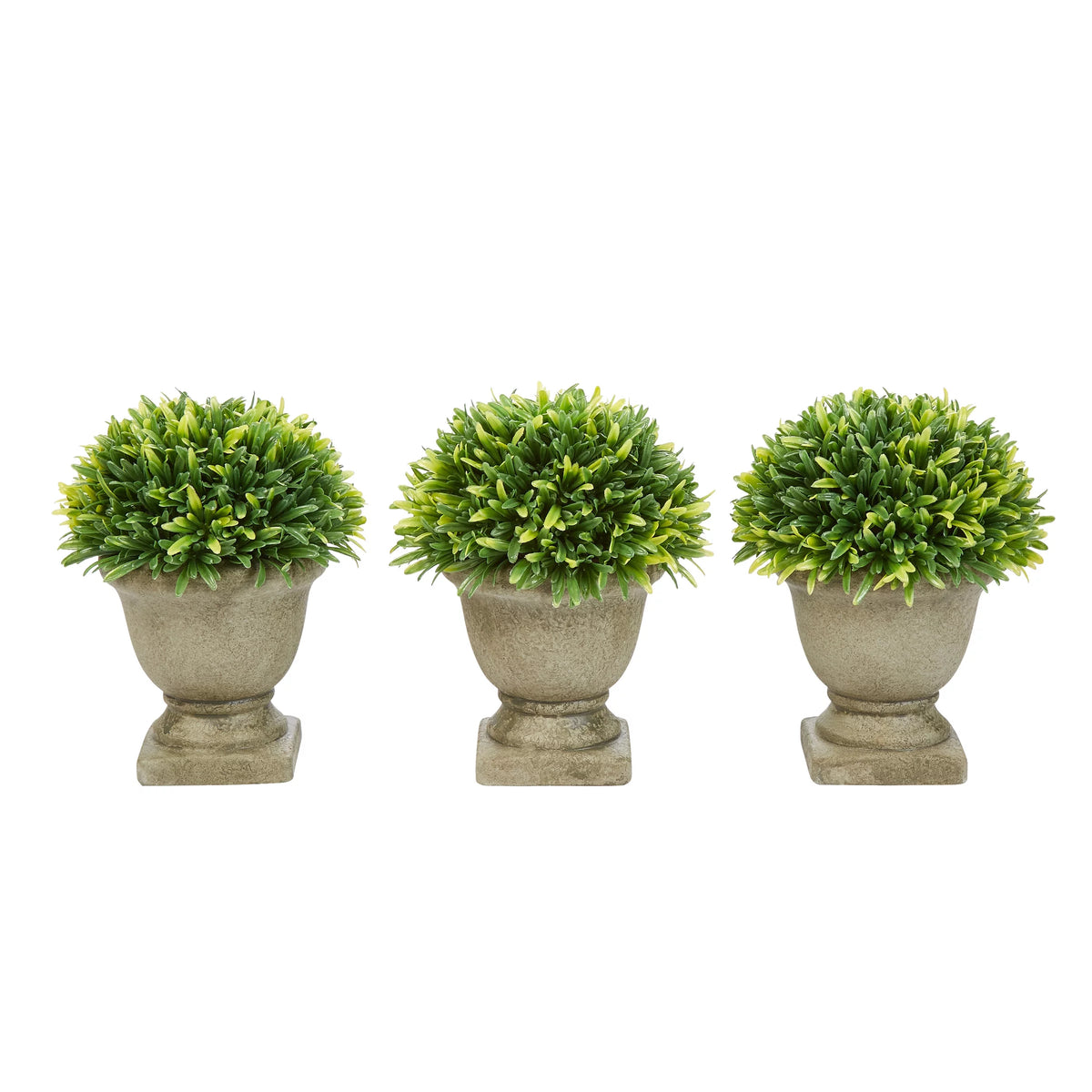 Artificial Podocarpus Grass Plant in Concrete Pot Set of 3 D28299