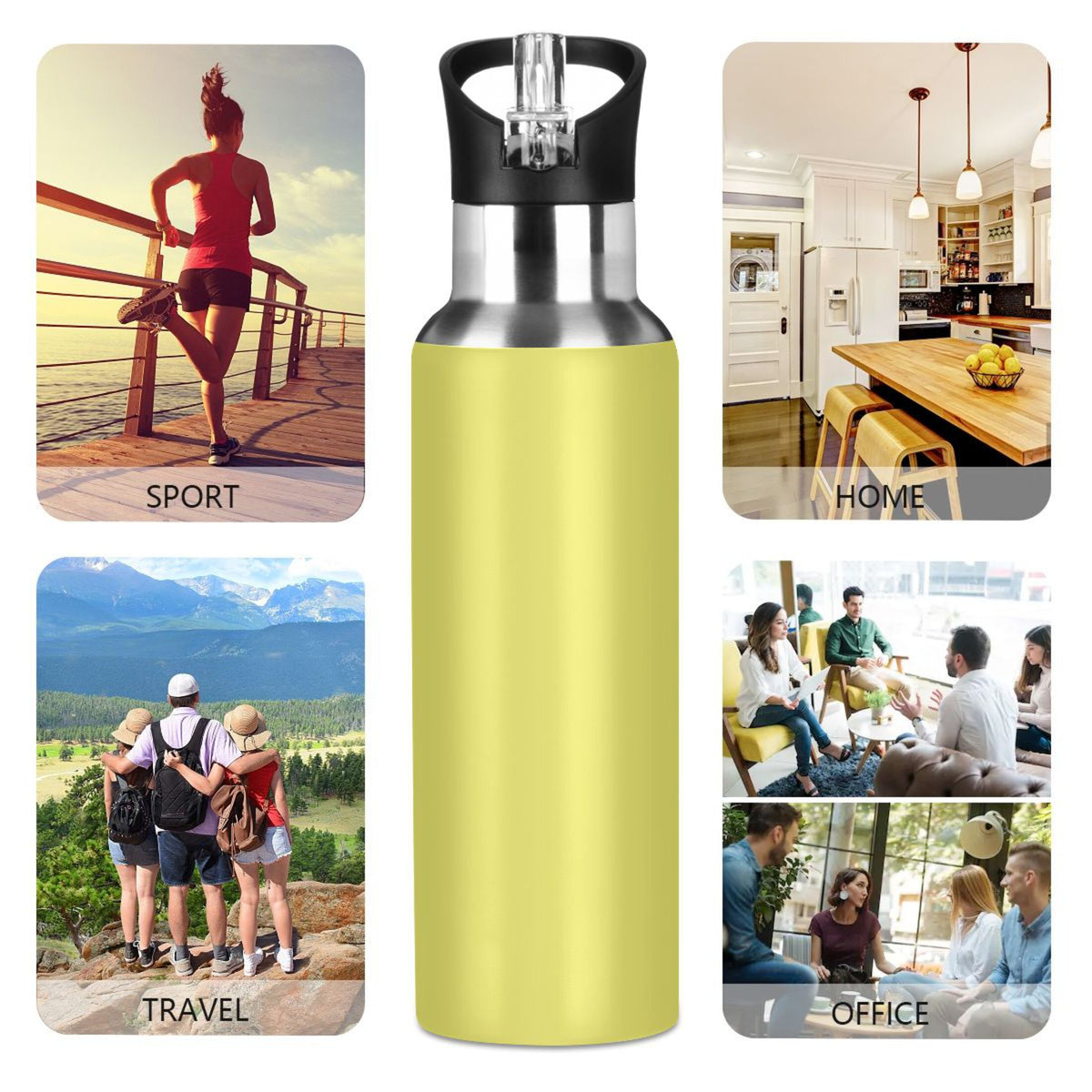 20 OZ Stainless Steel Vacuum Insulated Water Bottle with Straw Lid H447459