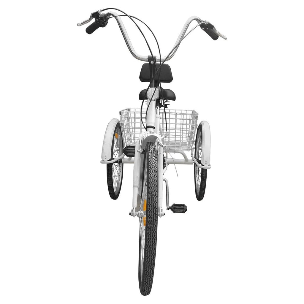 White 24" 3-Wheel Adult Tricycle Bike with Basket J773