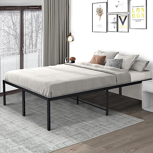 Black 18 Inch Tall Cal King Metal Platform Bed Frame V54997