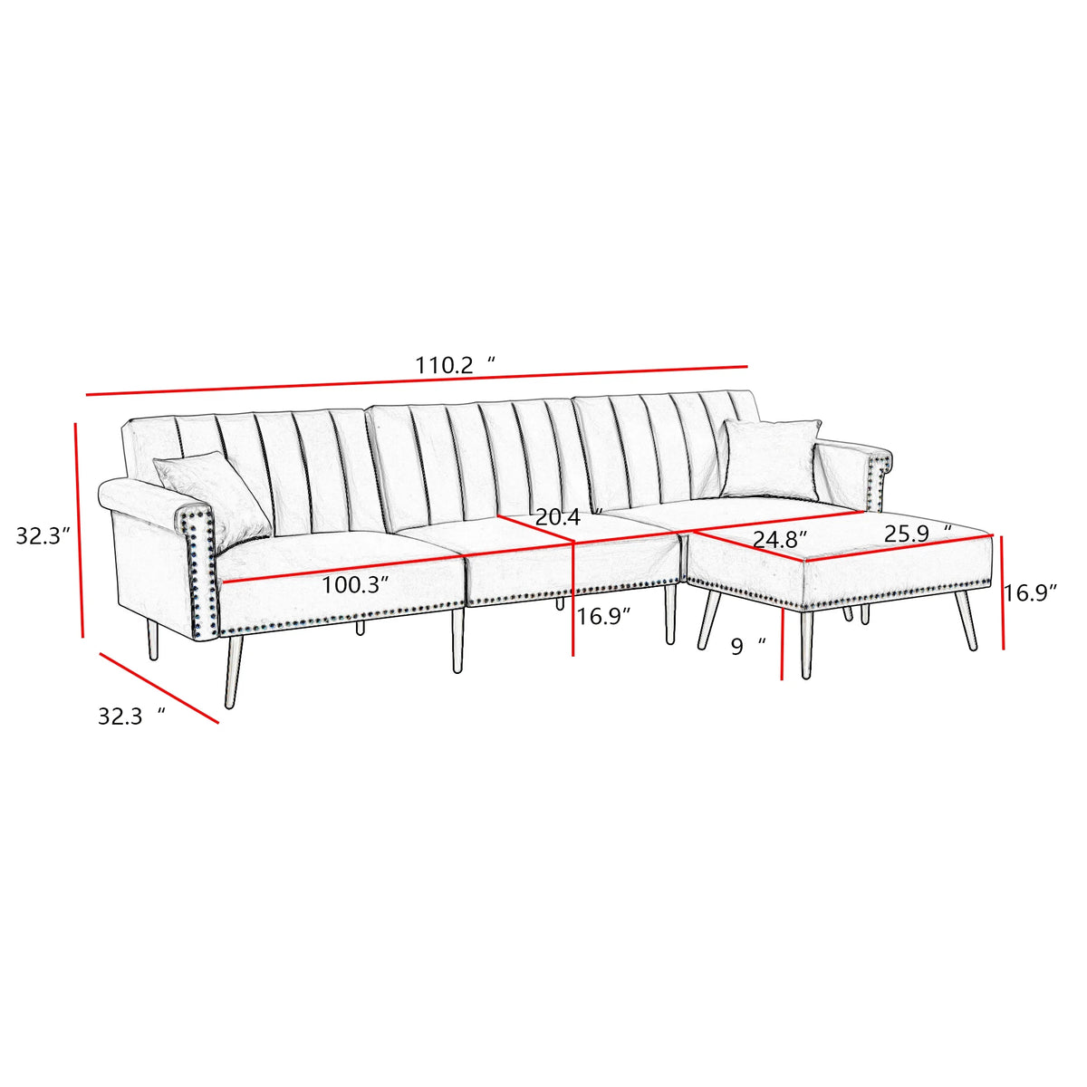 Grey Sectional Sofa Bed M9981