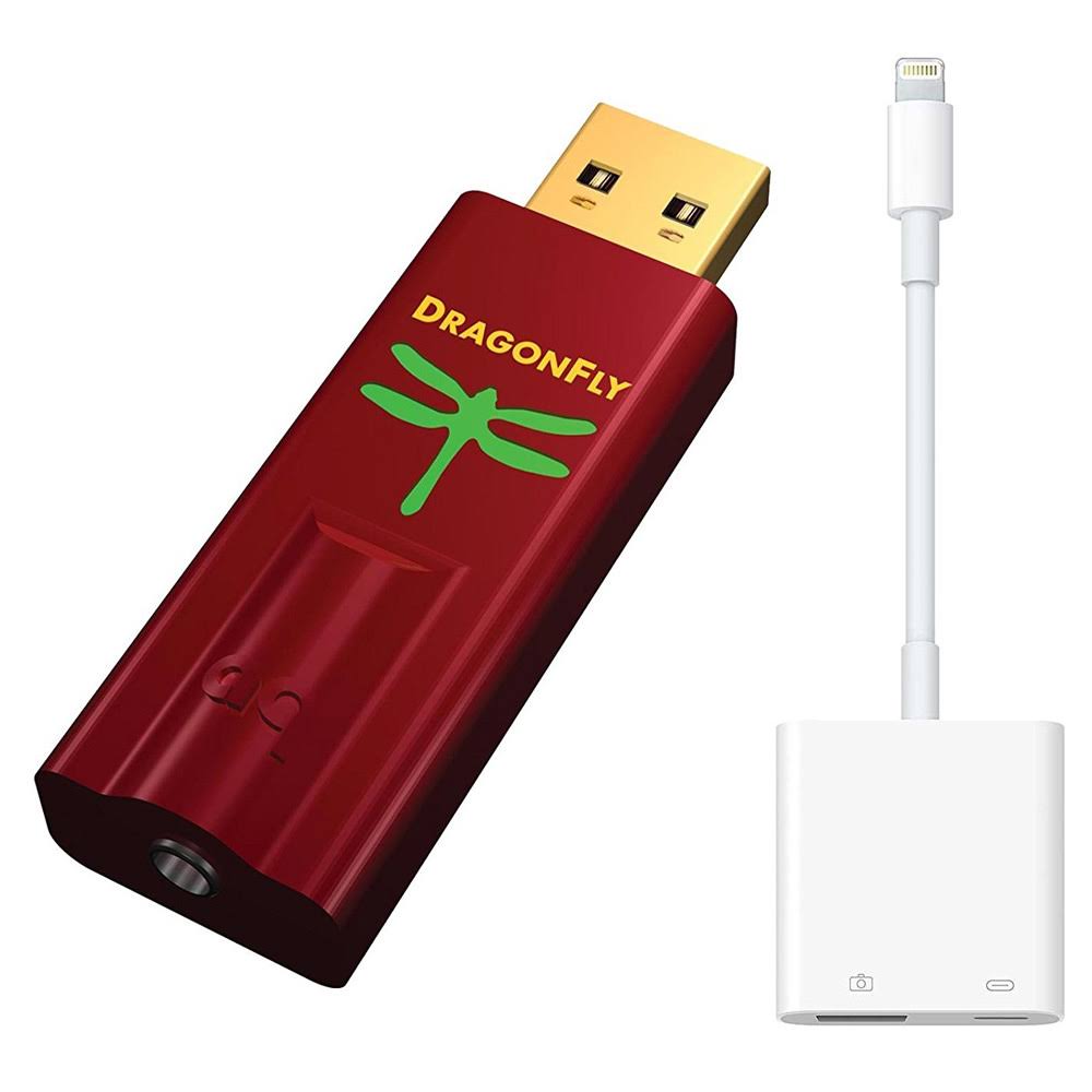 Portable USB Preamp Headphone Amp/DAC with Lightning to USB 3 Camera Adapter J3735