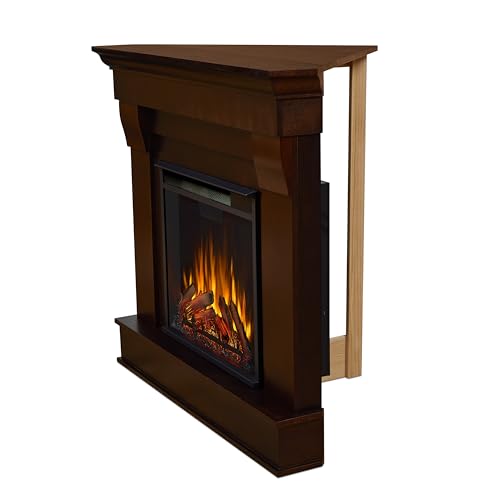 White Corner Electric Fireplace with Mantel O58885