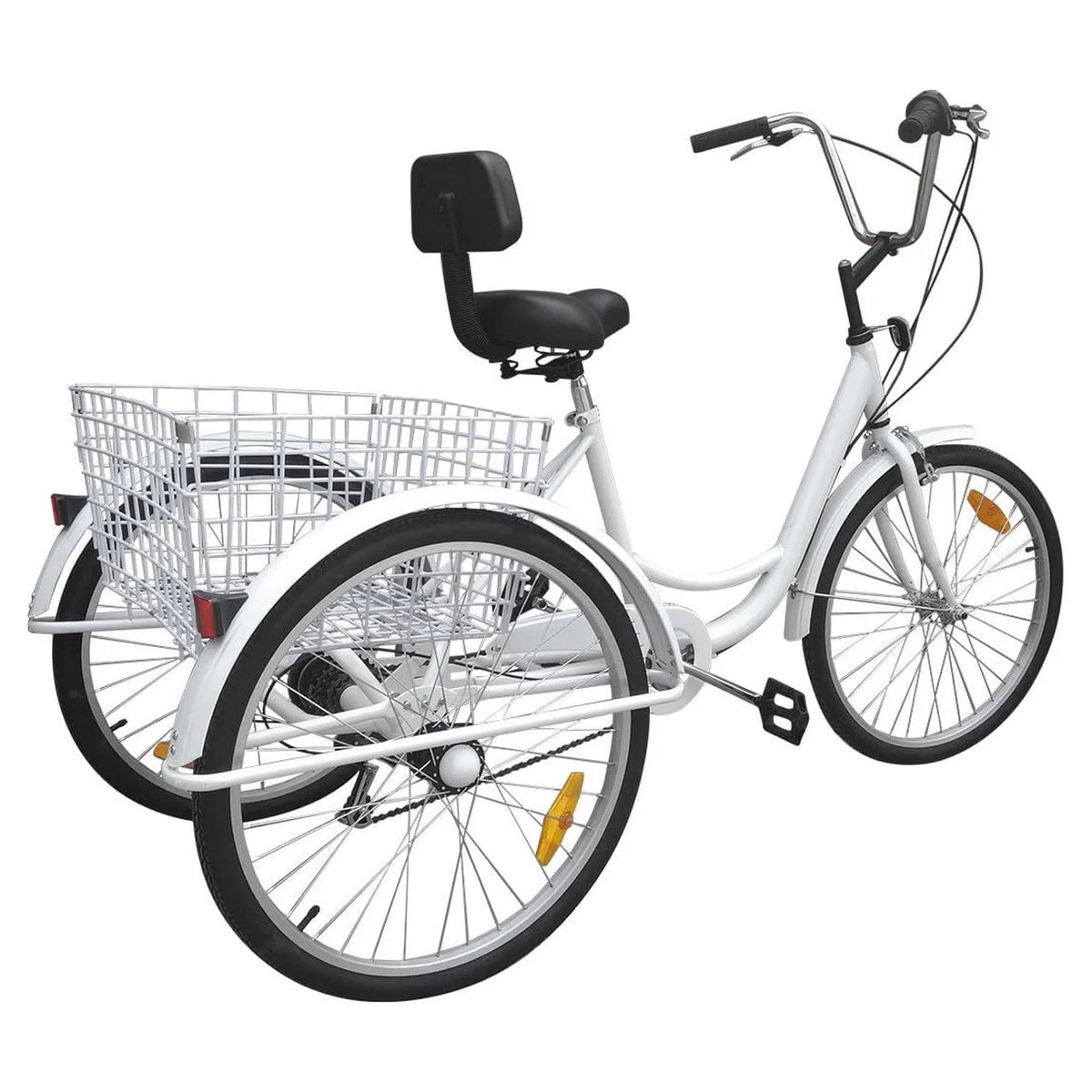 White 24" 3-Wheel Adult Tricycle Bike with Basket J773
