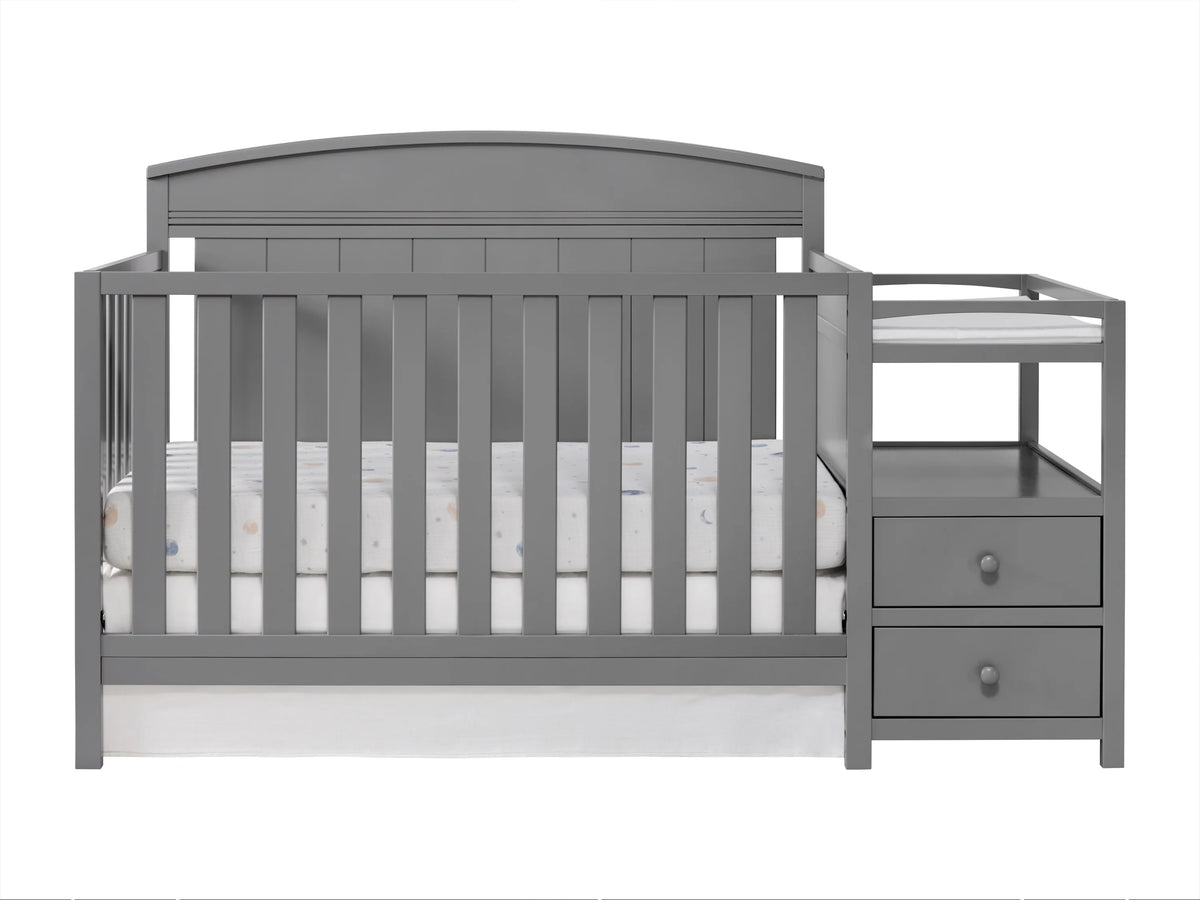 4-in-1 Convertible Crib & Changing Station Dove Gray Wooden U890833