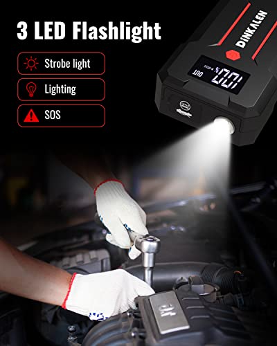 Car Battery Jump Starter 3000A Portable 12V Jump Starter with Jumper Cables and LED Lights Y345742