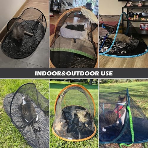 Portable Outdoor Cat Enclosure with Tunnel and Storage Bag Q90899