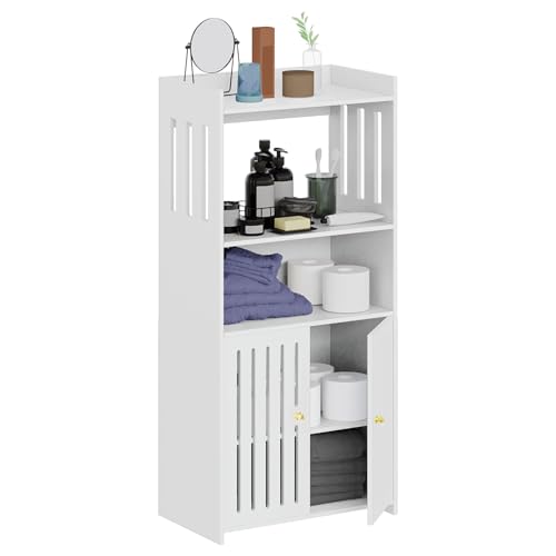 White 4-Tier Small Floor Cabinet with Door B12103