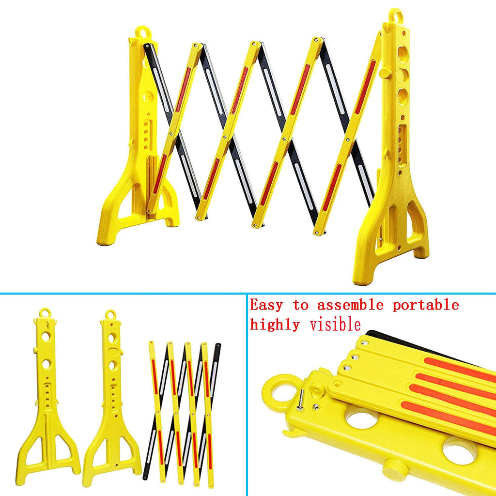 Expandable Mobile Barricade 2 Packs with 13 Feet Yellow Plastic Barrier Chain H968