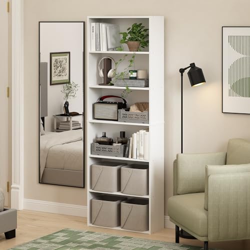 White 6-Tier Open Storage Bookcase U808379