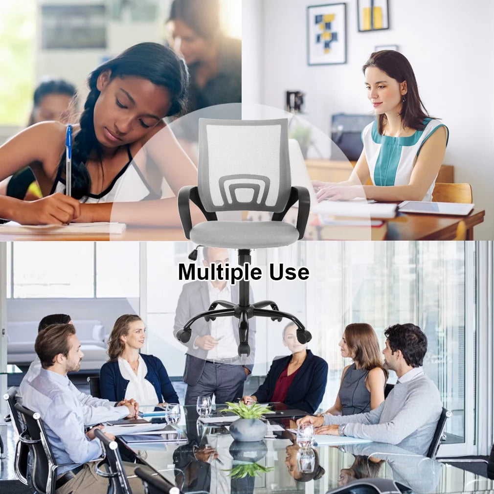 Grey Ergonomic Swivel Office Chair with Lumbar Support R1350