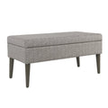 Gray Chevron Patterned Fabric Upholstered Wooden Bench with Lift Top Storage D46628