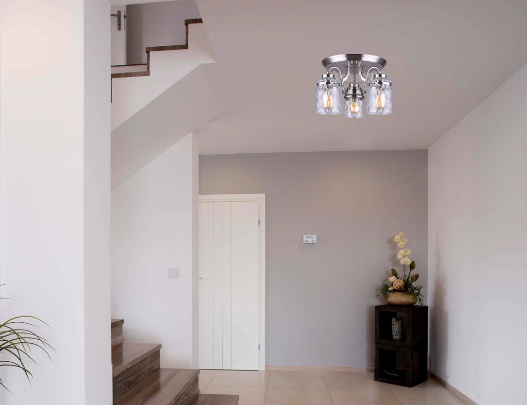 3 Light Semi-Flush Brushed Nickel O692
