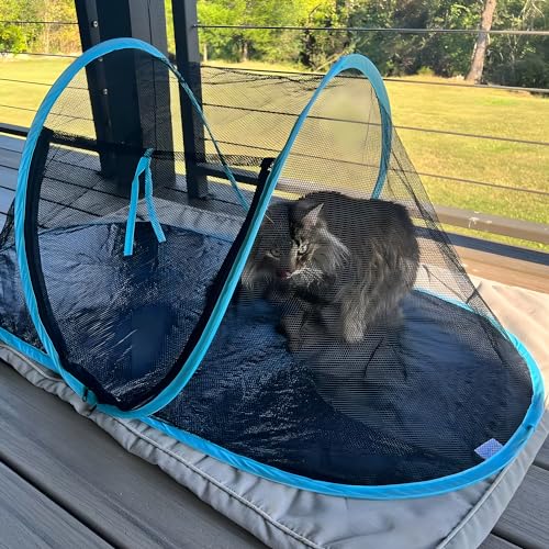 Portable Outdoor Cat Enclosure with Tunnel and Storage Bag Q90899