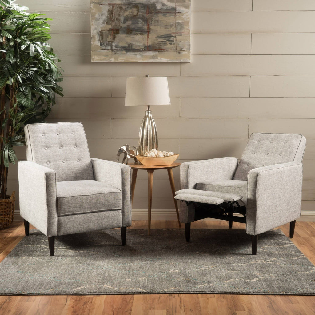 Fabric Recliner Set of 2 Light Grey Tweed G54958