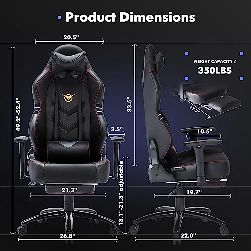 Big and Tall Gaming Chair with Footrest Ergonomic High Back Reclining Y550