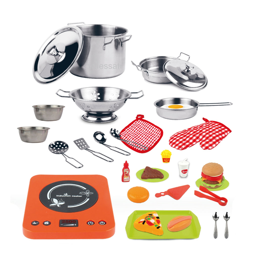 31 Pieces Stainless Steel Play Kitchen Cooking Set K980163