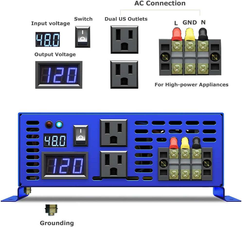 3000 watt 48v DC to AC 120v Pure Sine Wave Power Inverter K384