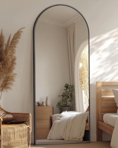 71"x32" Arched Black Full Length Mirror with Stand H8632
