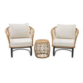 3-Piece White Wicker Outdoor Chat Set V45889