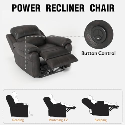 Black Fabric Power Recliner Chair with USB Ports O1449