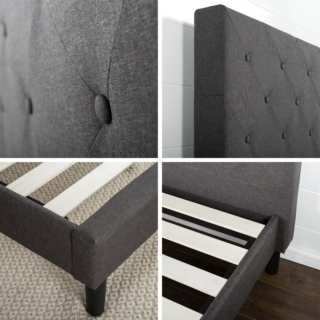 Dark Grey Upholstered Platform Bed X4058