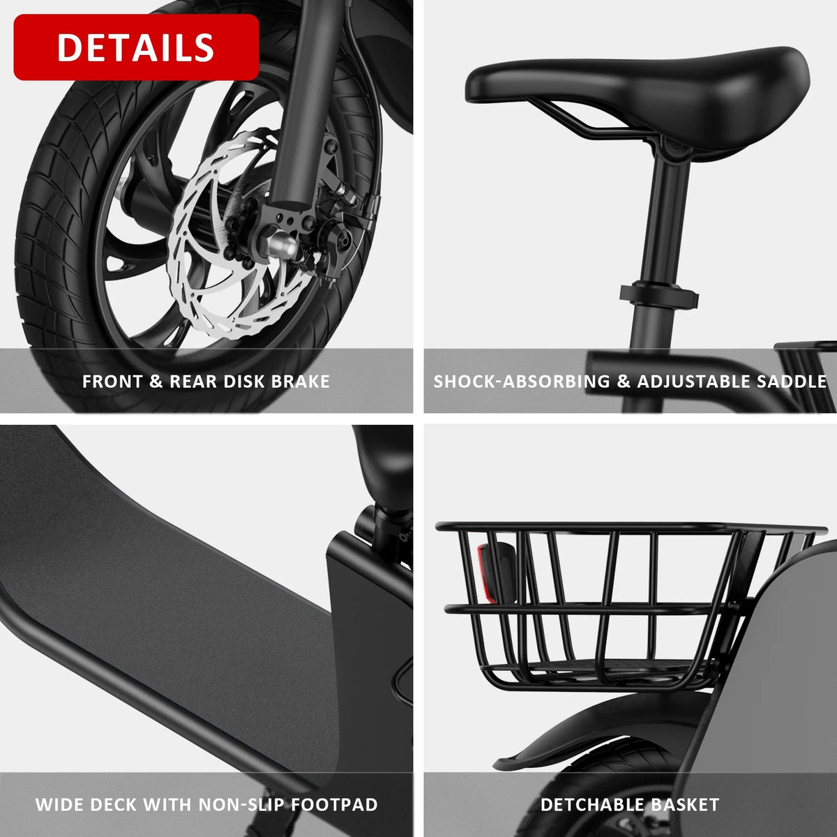 Foldable Electric Scooter with Seat and Carry Basket B122