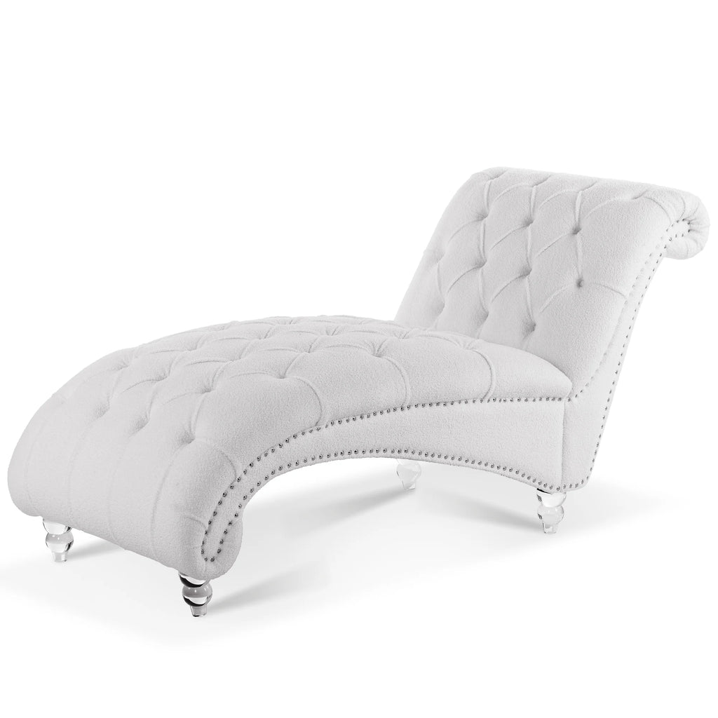 White Tufted Armless Chaise O63513