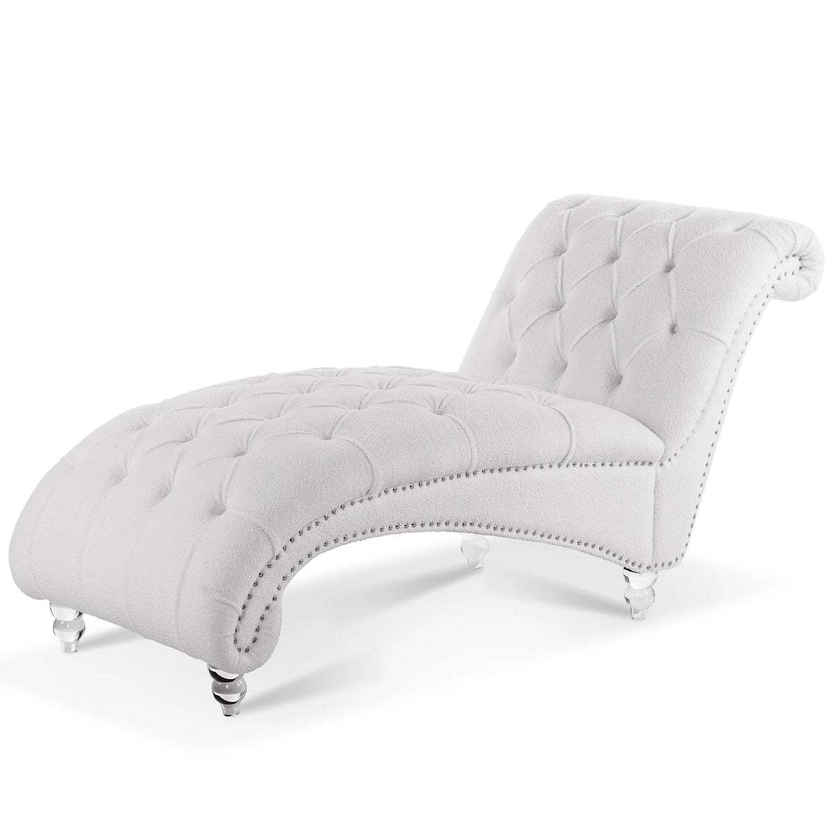 White Tufted Armless Chaise O63513