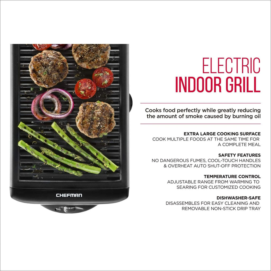 Black Electric Smokeless Indoor Grill with Non-Stick Cooking Surface I12944