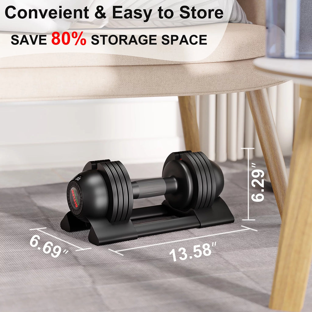Adjustable 22lb/44lb/52lb Single Dumbbell Set with Tray P235282