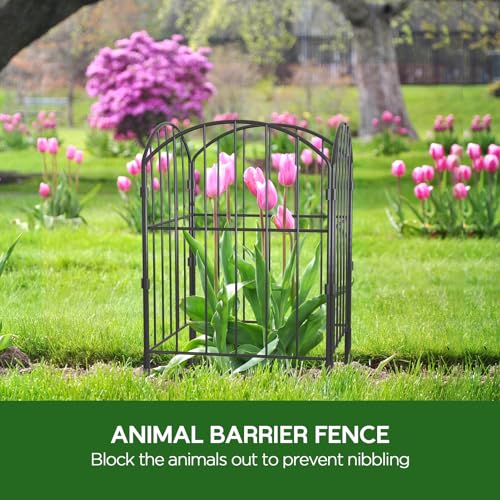 Black 10ft x 24in Rustproof Metal Garden Fence, 10 Pcs W8088