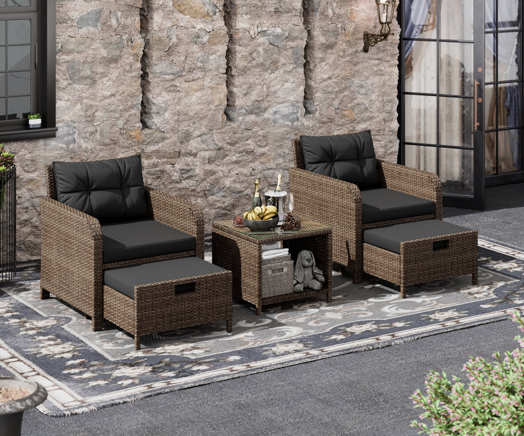 5 Piece PE Wicker Rattan Patio Conversation Set U771