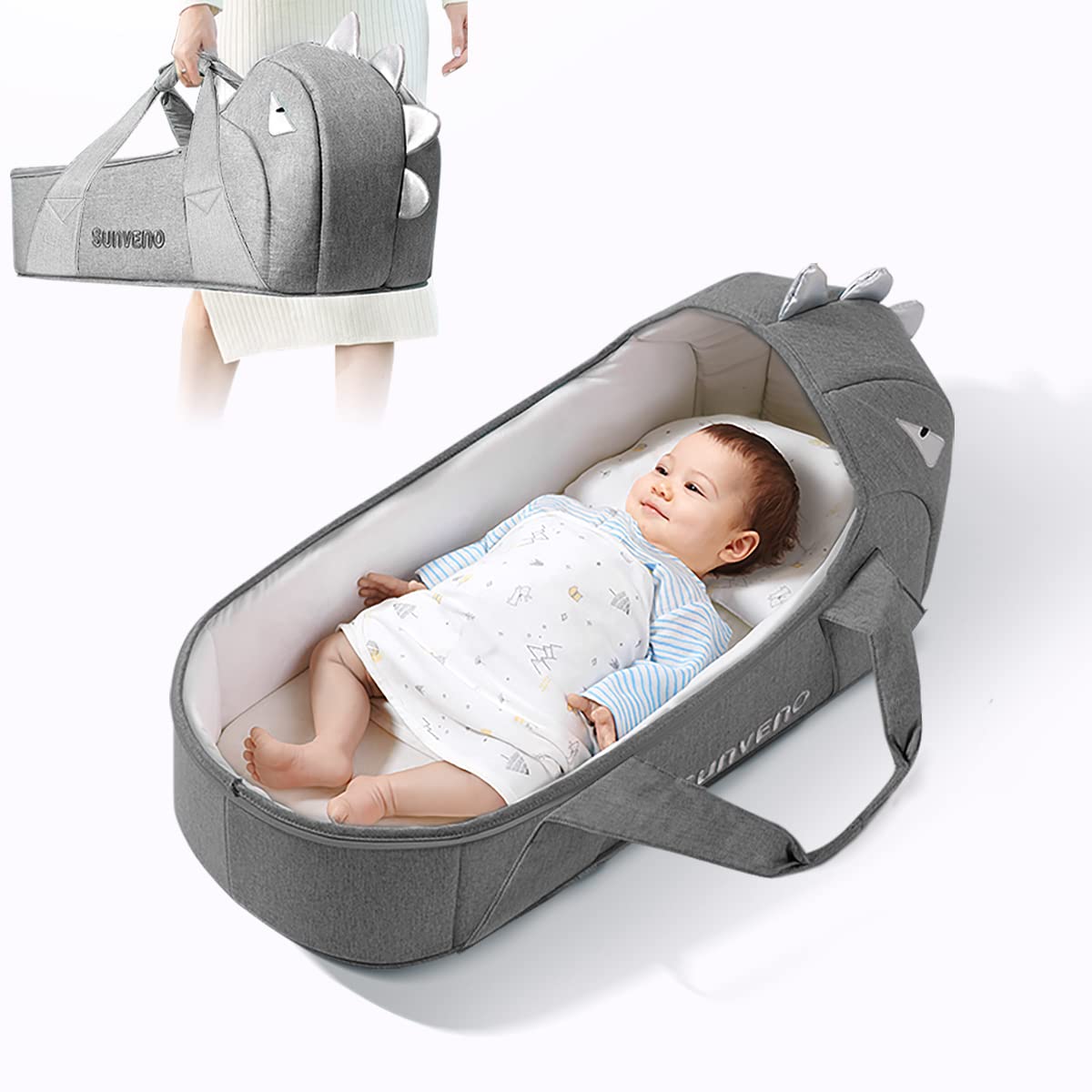 Gray Moses Basket Bassinet Bedside Sleeper Carrycot H43112
